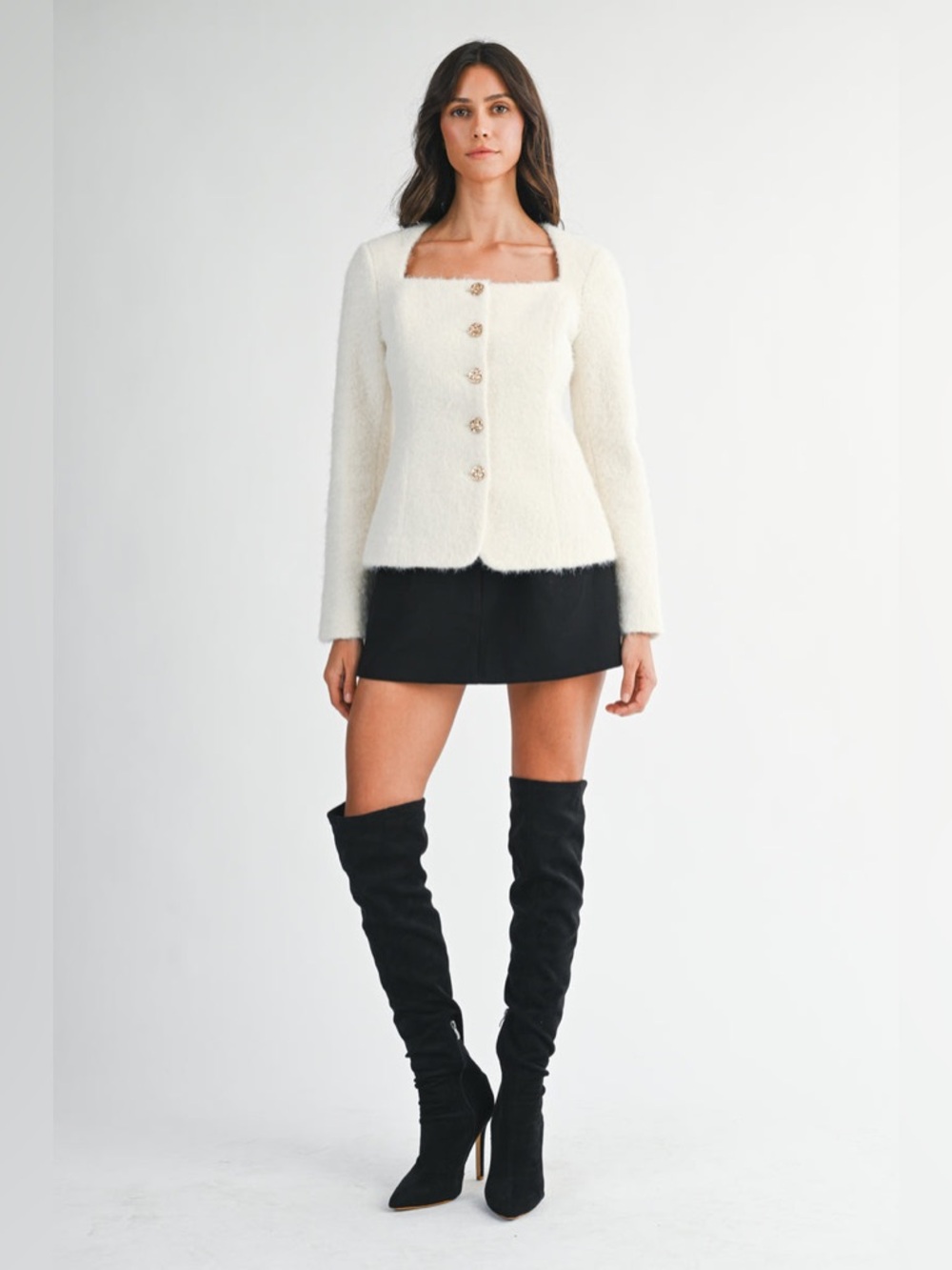 NWT MABLE NERISSA JEWEL BUTTON
BOUCLE JACKET - Picture 6 of 16